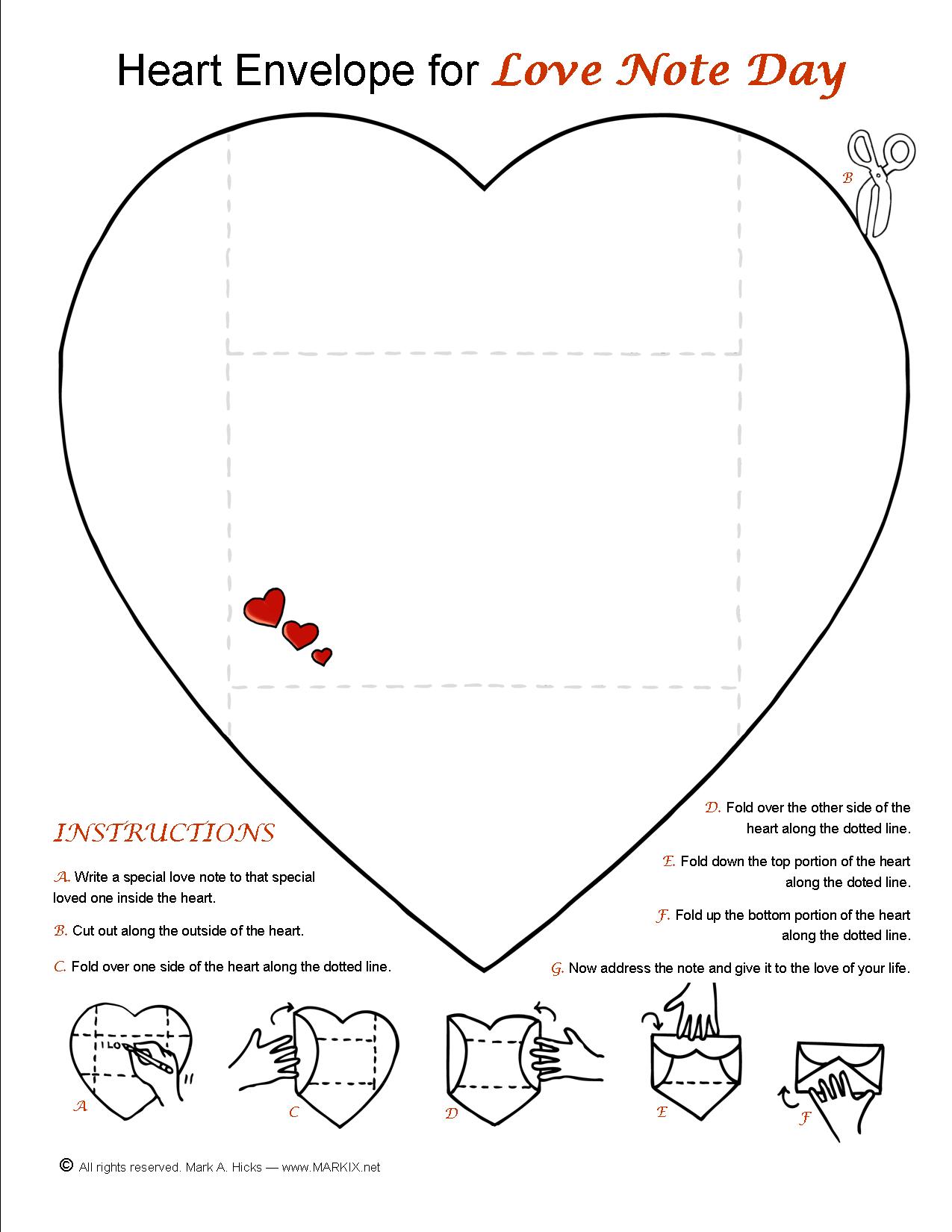 Heart Note and Envelope to print out and fold