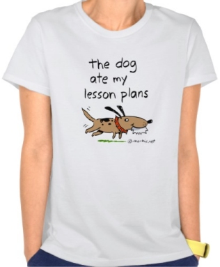 The Dog Ate My Lesson plans, brown dog shirt