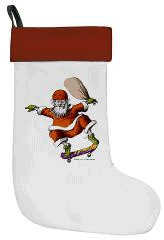 Skateboarding Santa. Dude!