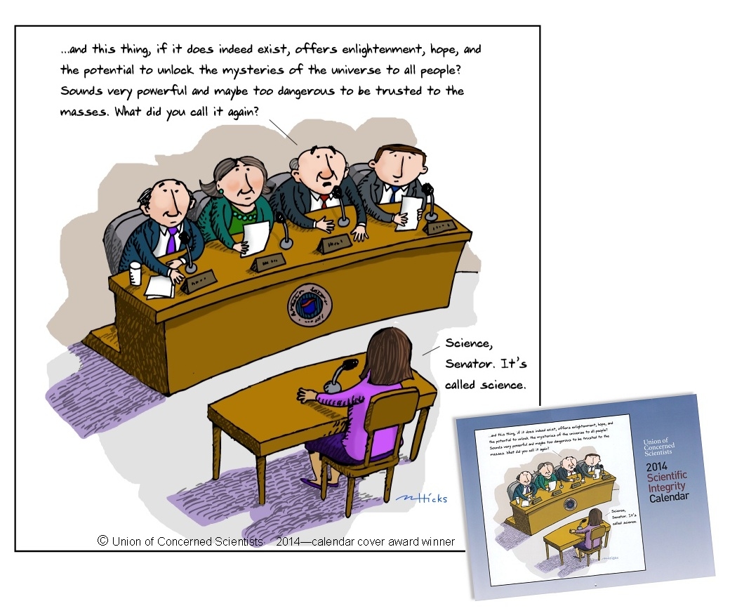 Science and Senators Cartoon -- Union of Concerned Scientists 2014 Calendar Cover